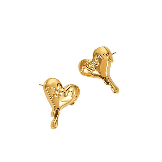 Dripping Heart Stud Earrings