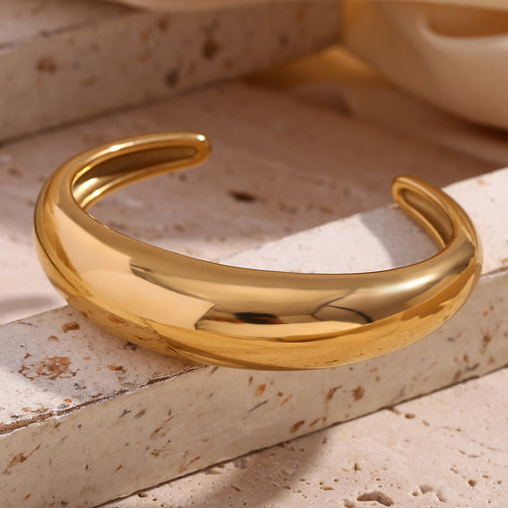 Plain Gold Stackable Cuff Bracelet