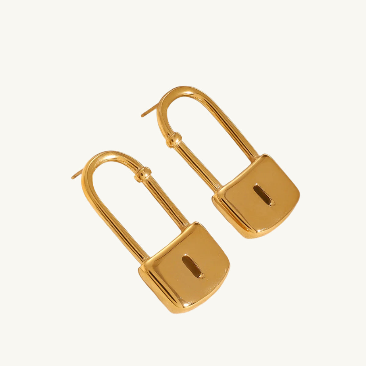 Modern Lock Drop Earrings