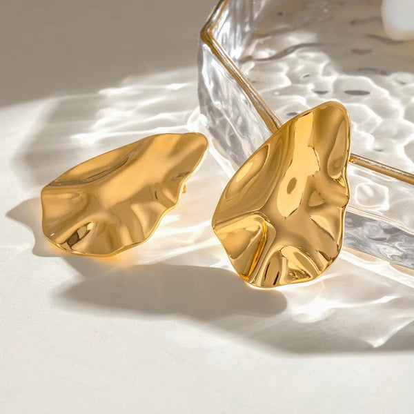 Golden Leaf Stud Earrings