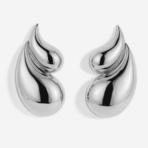 Chic Teardrop Silver Stud Earrings