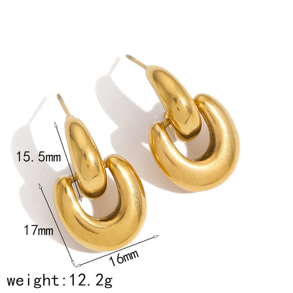 Gold Chic Oval Drop Earrings