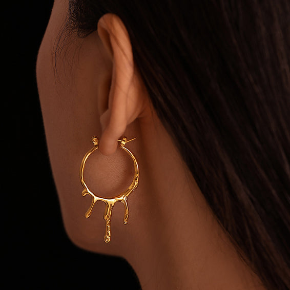 Round Dripping Hoop Earrings