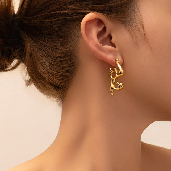 Golden Flame Drop Earrings