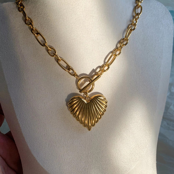 Engraved Heart Chain Necklace