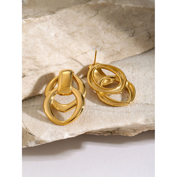 Linked Oval Drop Earrings