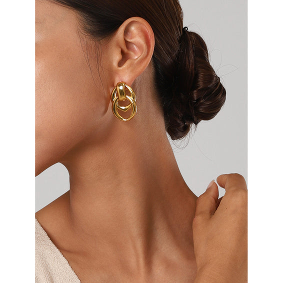 Linked Oval Drop Earrings