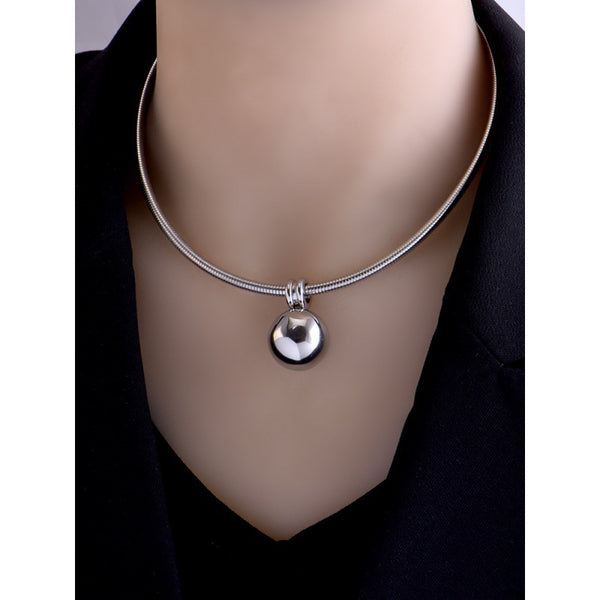 Stylish Silver Ball Choker Necklace