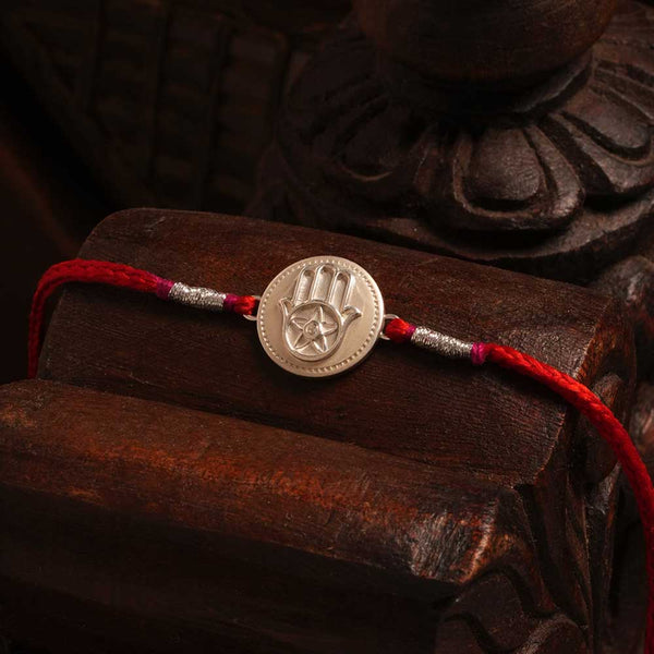 The Blessed Palm 0.01 Carat Lab-Grown Diamond 999 Silver Coin Rakhi