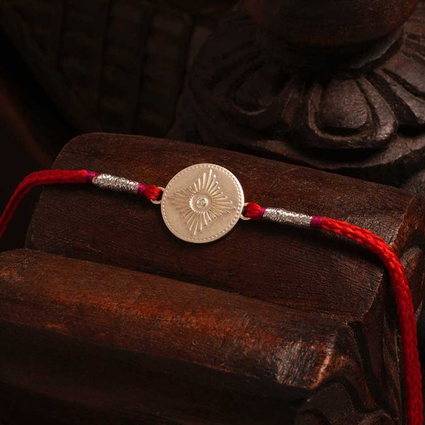 Sunshine 0.01 Carat Lab-Grown Diamond 999 Silver Coin Rakhi