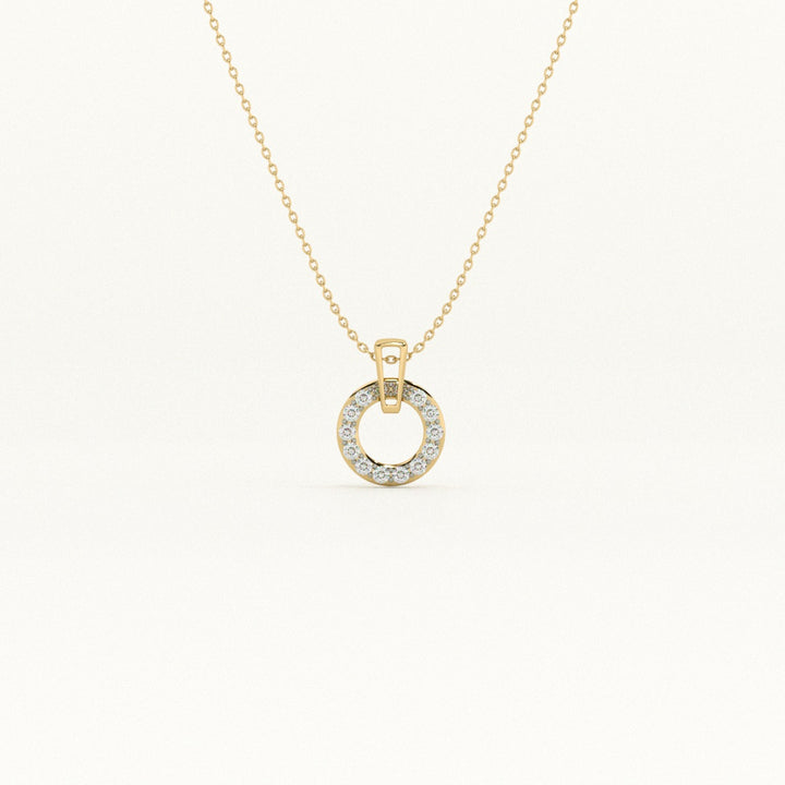 Luna Swing 9KT 0.07 Carat Lab-Grown Diamond Halo Necklace-1