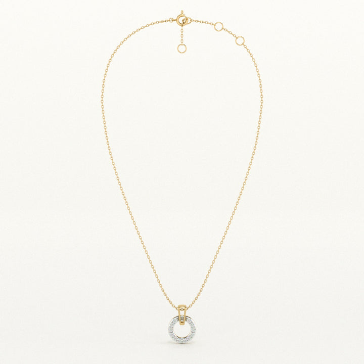 Luna Swing 9KT 0.07 Carat Lab-Grown Diamond Halo Necklace-4