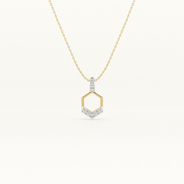 GeoCharm 9KT 0.04 Carat  Lab-Grown Diamond Necklace-1