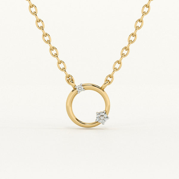 Timeless Circle 9KT 0.04 Carat Lab-Grown Diamond Necklace