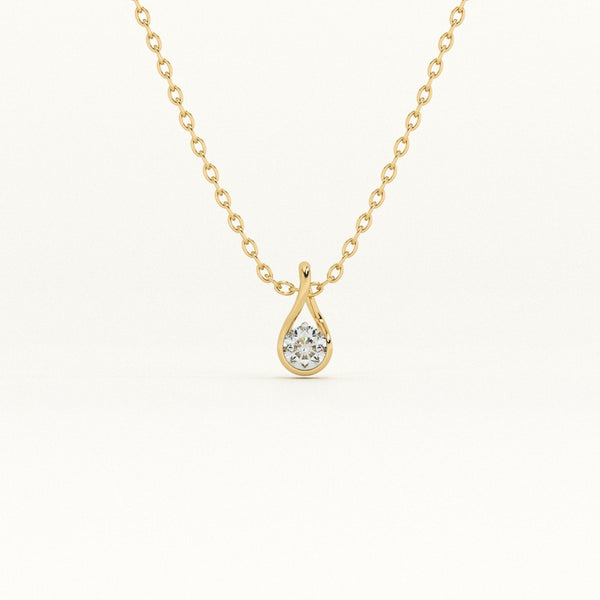 Solitaire Drop 9KT 0.26 Carat Lab-Grown Diamond Pendant Necklace