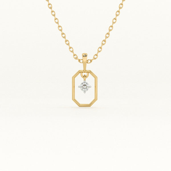 Elegant Solitaire Frame 9KT 0.17 Carat Lab-Grown Diamond Pendant Necklace