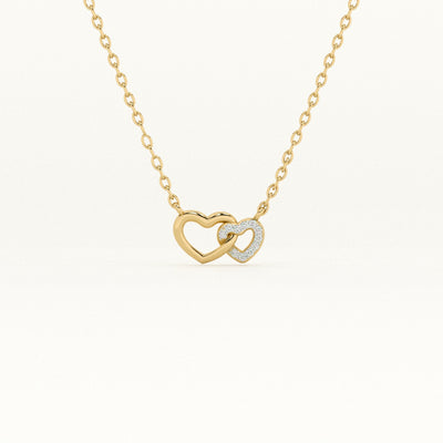 Two Hearts Together Lab Grown Diamond Gold Necklace