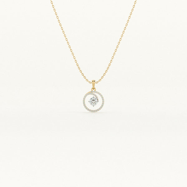 Edgy Circle 9KT 0.71 carat Lab Grown Diamond Pendant Necklace