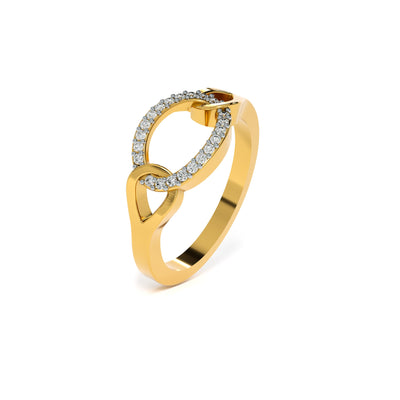 Oval Link Sparkle 9KT Gold Lab Grown Diamond Ring