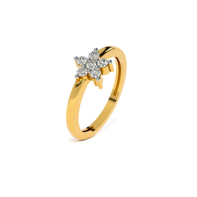 Floral Glint 9KT Gold Lab Grown Diamond Ring
