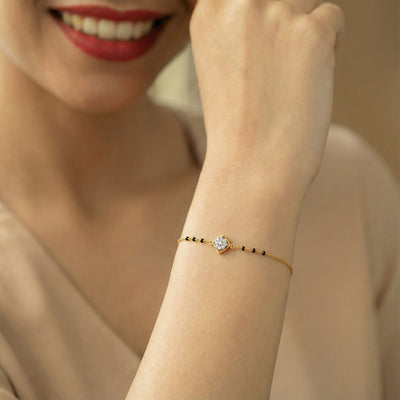 Minimal Square Motif 9KT Gold Lab Grown Diamond Mangalsutra Bracelet