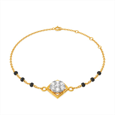 Minimal Square Motif 9KT Gold Lab Grown Diamond Mangalsutra Bracelet