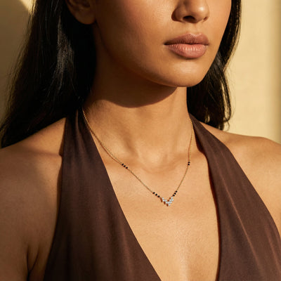 Elegant Geometric 9KT Gold Lab Grown Diamond Mangalsutra