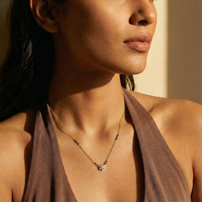 Floral Star 9KT Gold Lab Grown Diamond Mangalsutra