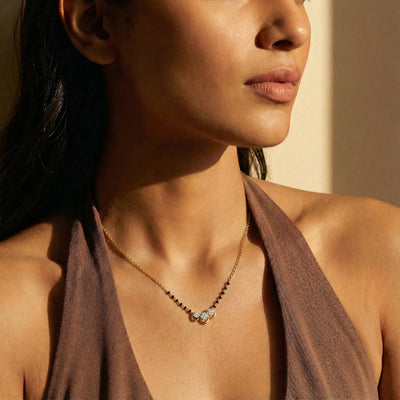 Graceful Dual Circle 9KT Gold Lab Grown Diamond Mangalsutra