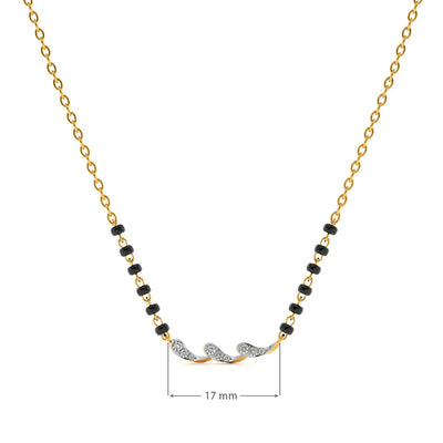 Delicate Curved 9KT Gold Lab Grown Diamond Mangalsutra