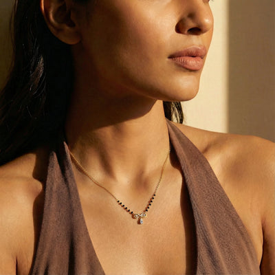 Infinity Bow Drop 9KT Gold Lab Grown Diamond Mangalsutra