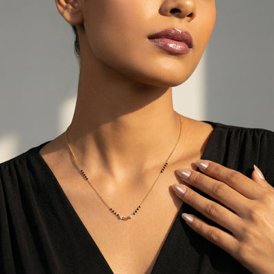 Twin Blossom 9KT Gold Lab Grown Diamond Mangalsutra