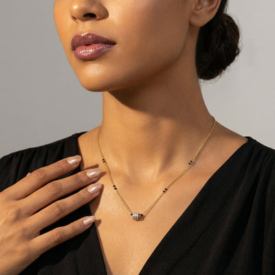 Lattice Gleam 9KT Gold Lab Grown Diamond Mangalsutra