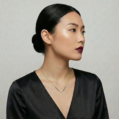 Regal Chevron 9KT Gold Lab Grown Diamond Mangalsutra