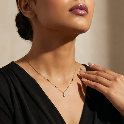 Dewlight Drop 9KT Gold Lab Grown Diamond Mangalsutra