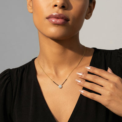 Sunflare Halo 9KT Gold Lab Grown Diamond Mangalsutra
