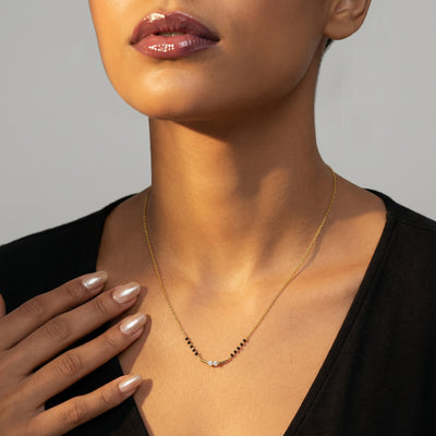 Couplet Charm Arc 9KT Gold Lab Grown Diamond Mangalsutra