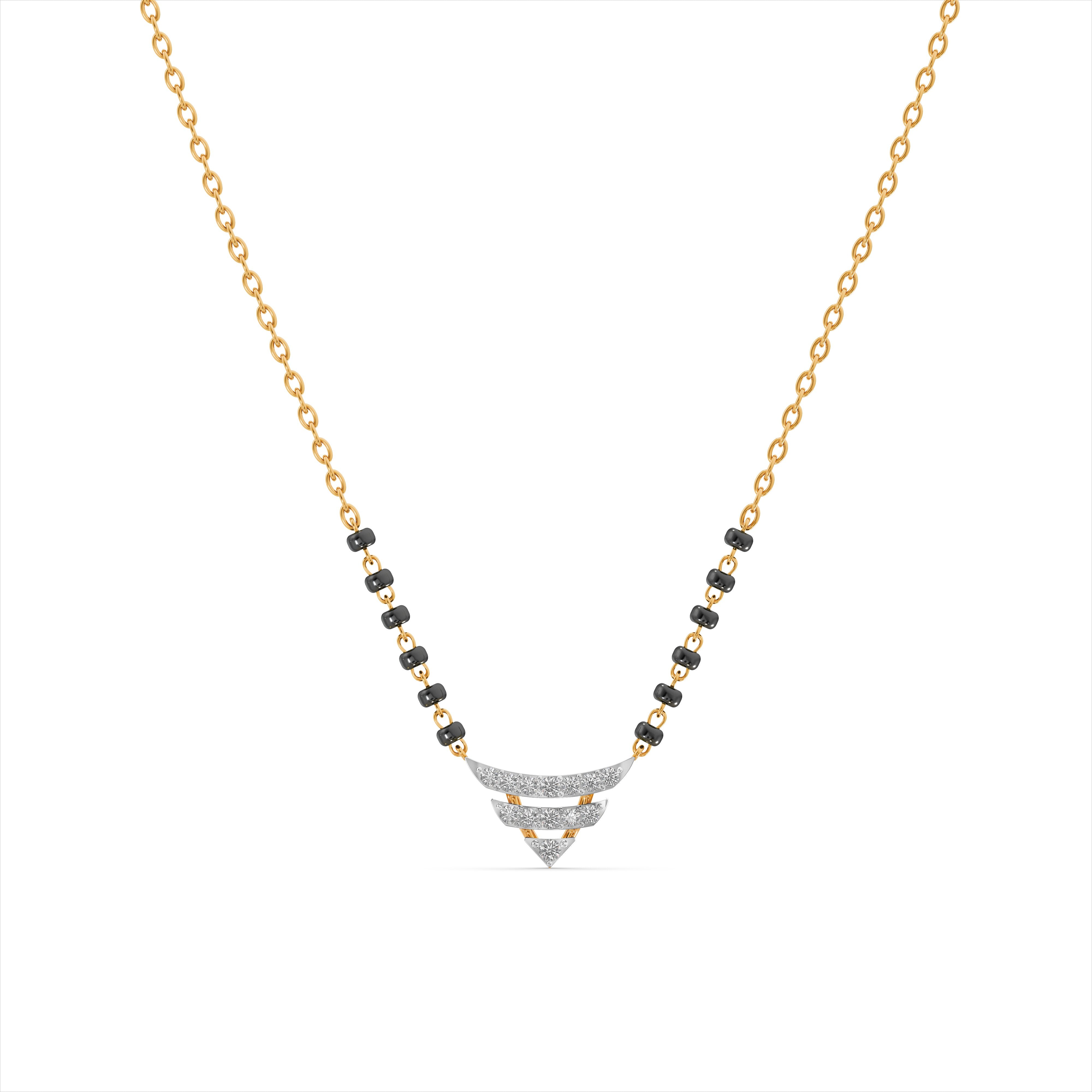 Softline Testing Lab Softline Curve 9KT Gold Laboratory Grown Diamond Mangalsutra – PALMONAS