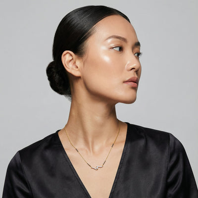 Pure Form Heart 9KT Gold Lab Grown Diamond Mangalsutra