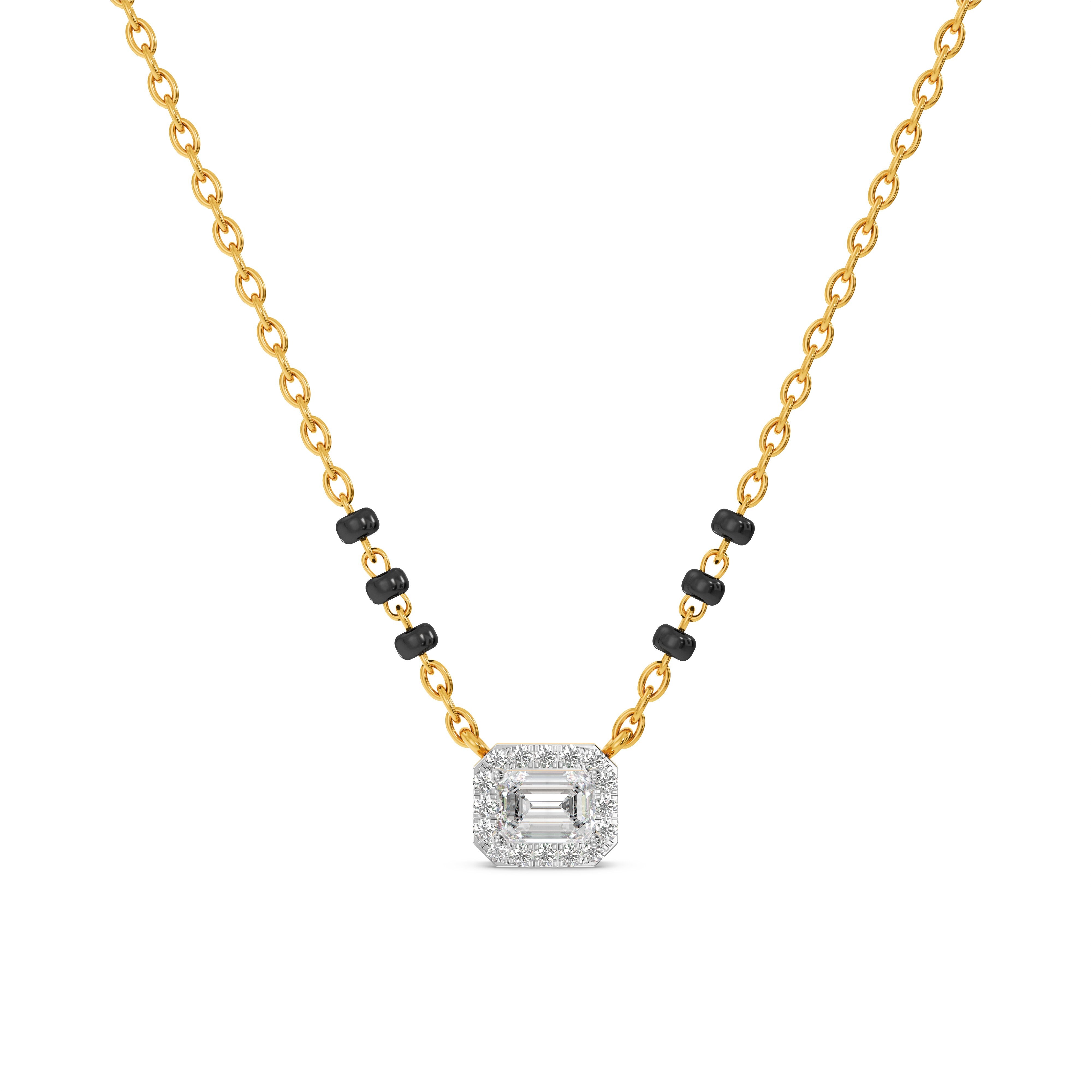 Sparkling Square 9KT Gold Laboratory Grown Diamond Mangalsutra