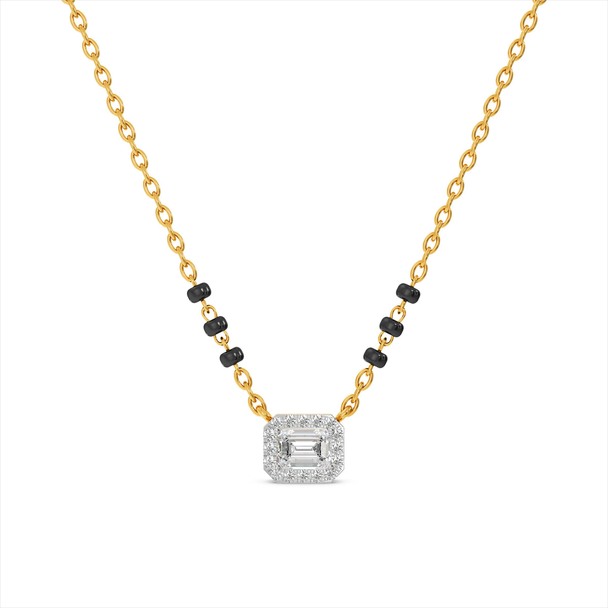 Sparkling Square 9KT Gold Laboratory Grown Diamond Mangalsutra