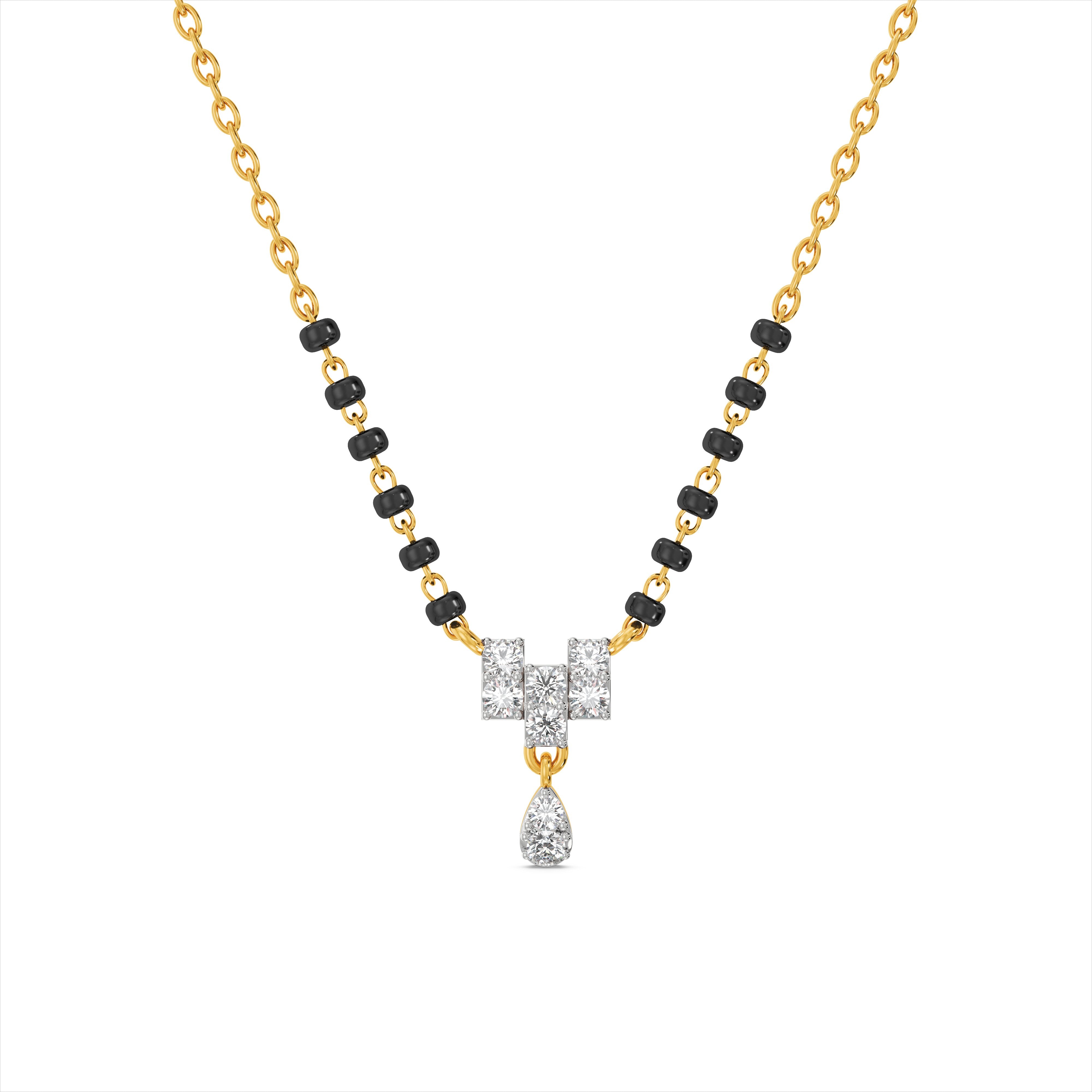 Bold Geometric 9KT Gold Laboratory Grown Diamond Mangalsutra