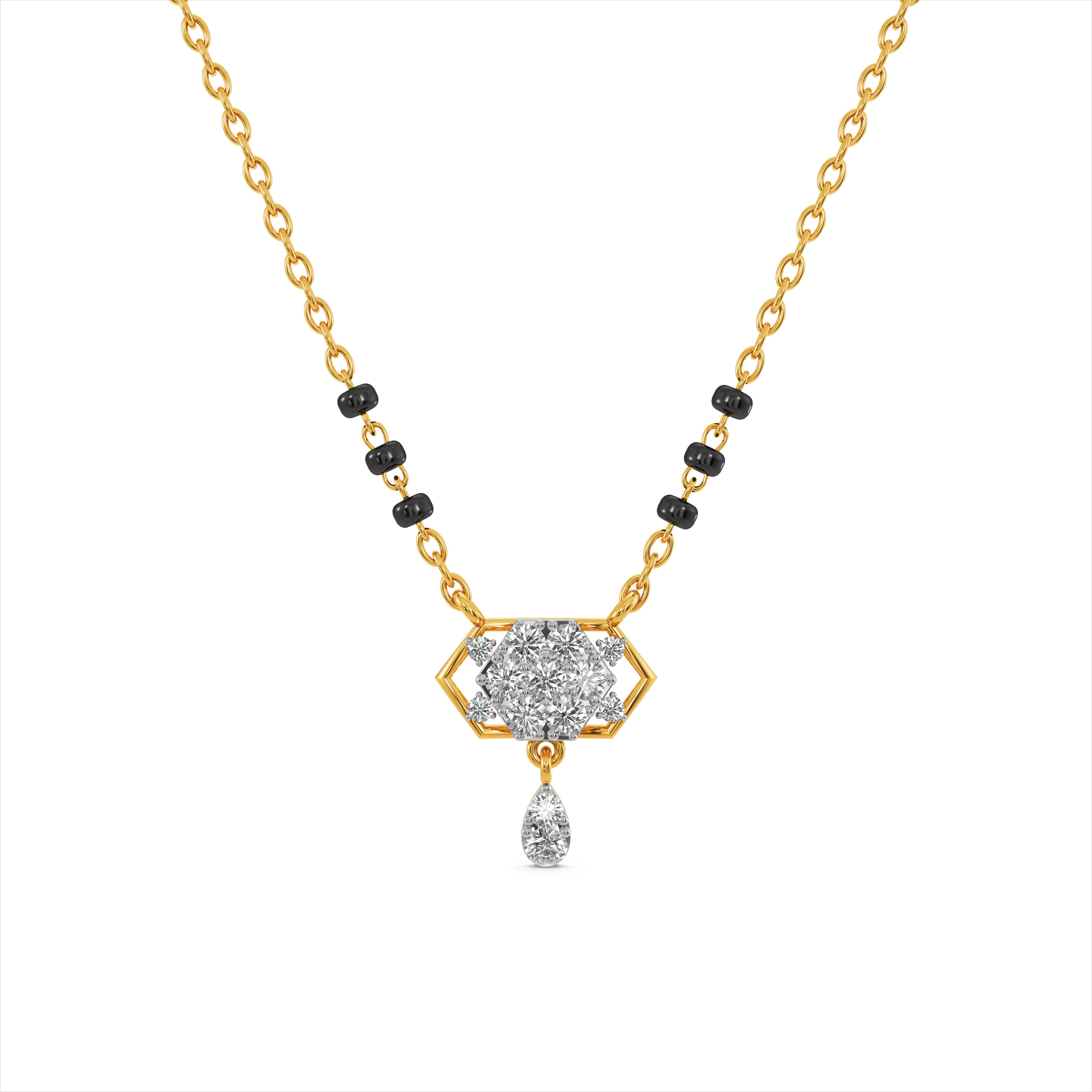 Noor Hexa Drop 9KT Gold Laboratory Grown Diamond Mangalsutra