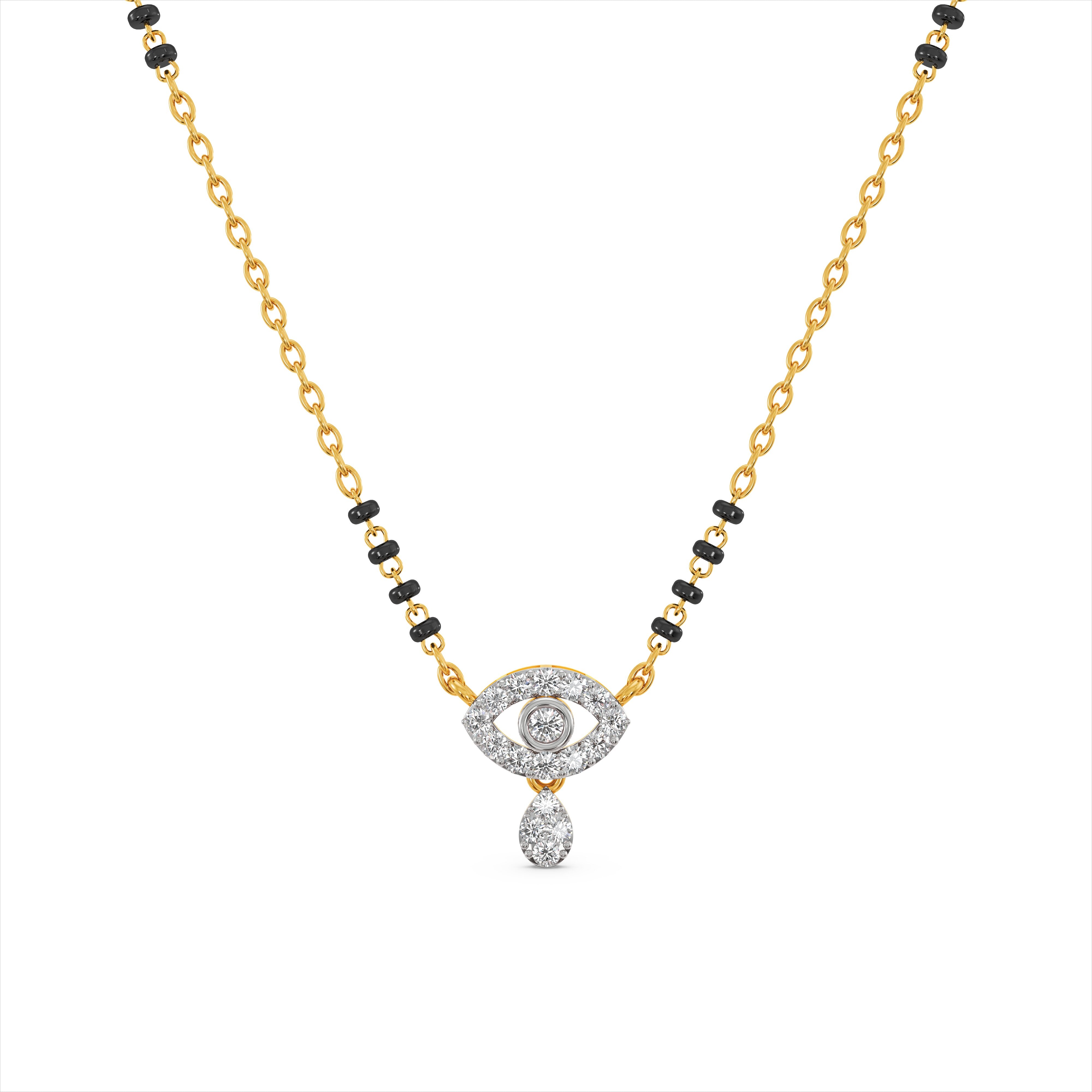 Evil Eye 9KT Gold Laboratory Grown Diamond Mangalsutra