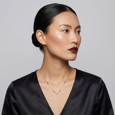 Evil Eye 9KT Gold Lab Grown Diamond Mangalsutra