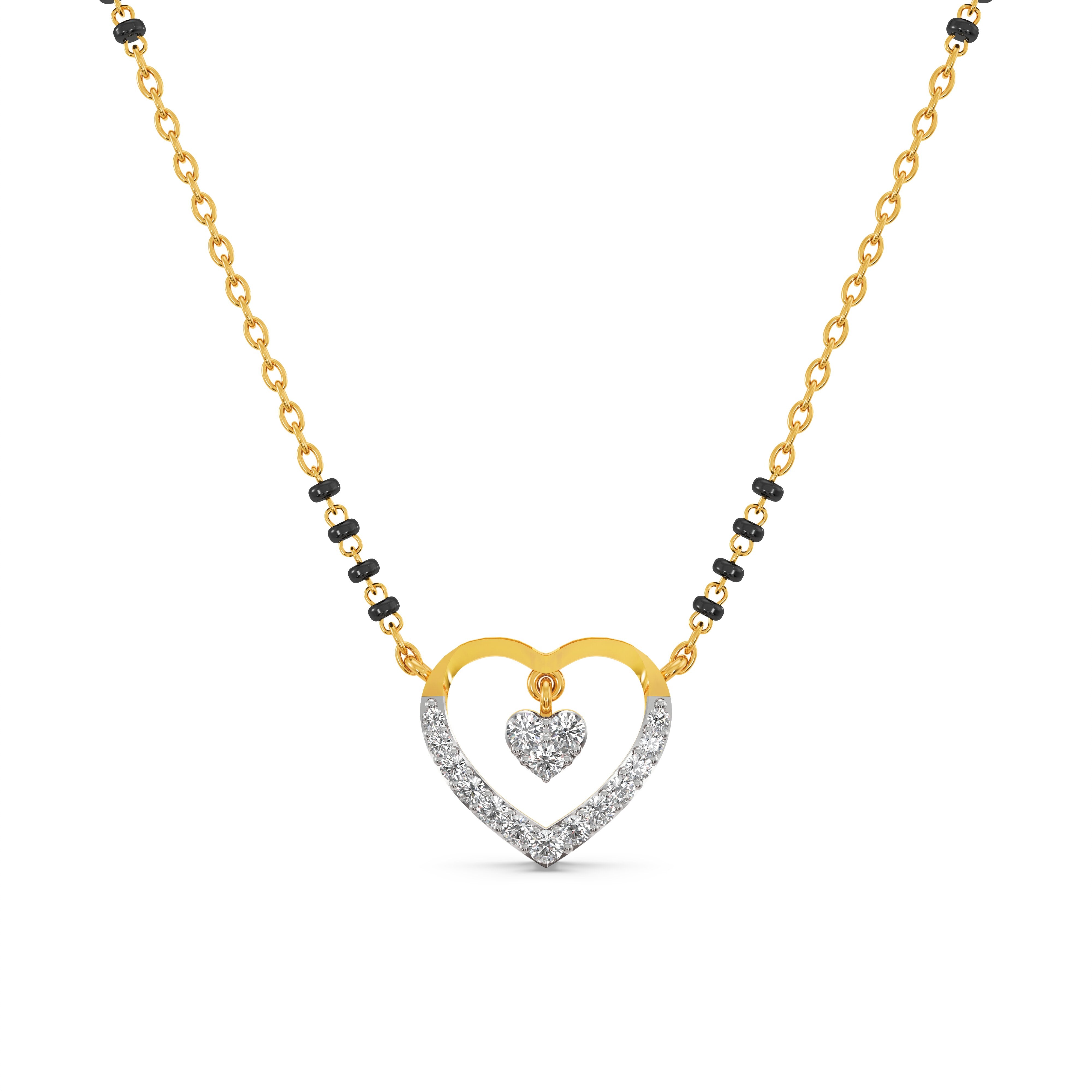 Graceful Heart 9KT Gold Laboratory Grown Diamond Mangalsutra
