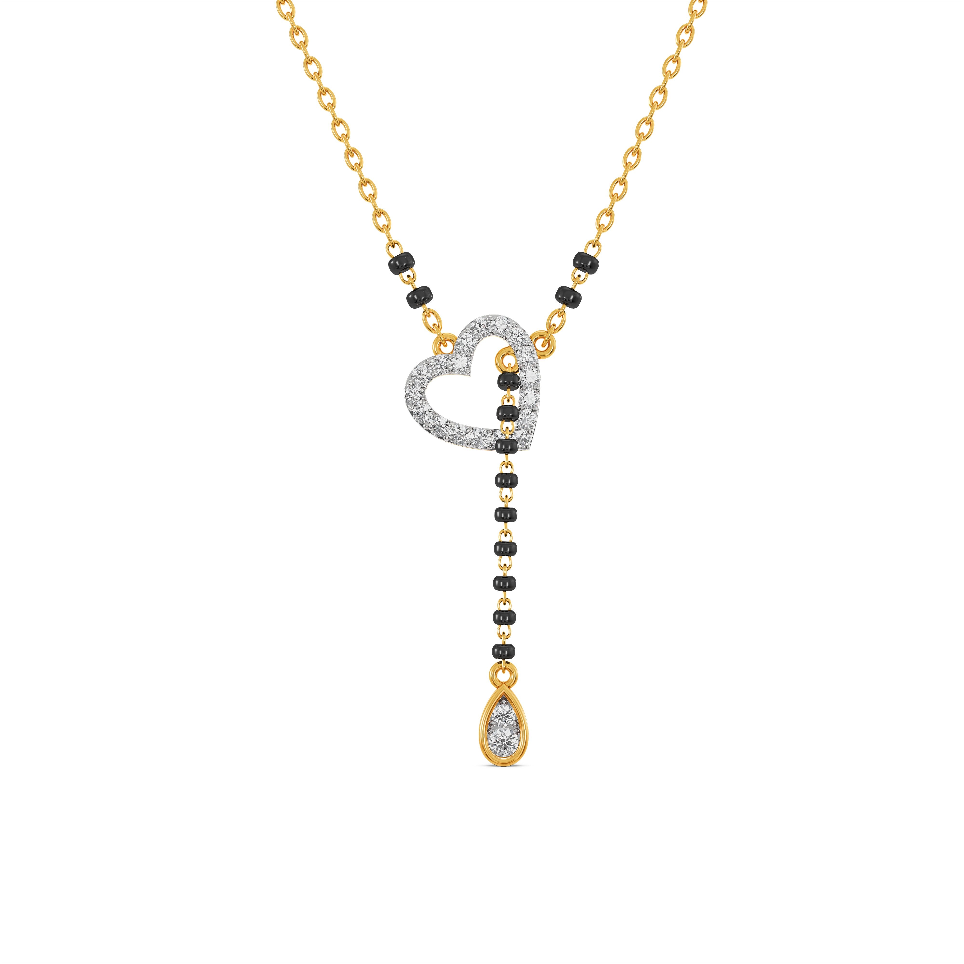 Heart Dangle 9KT Gold Laboratory Grown Diamond Mangalsutra