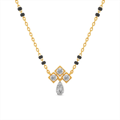Geometric Drop 9KT Gold Lab Grown Diamond Mangalsutra
