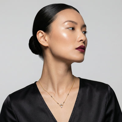 Geometric Drop 9KT Gold Lab Grown Diamond Mangalsutra