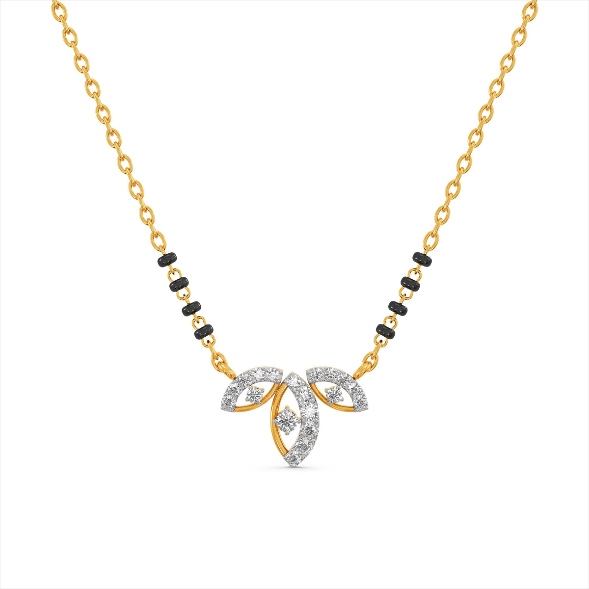 Leafy 9KT Gold Laboratory Grown Diamond Mangalsutra